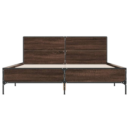 sengestel 150x200 cm konstrueret træ og metal brun egetræ