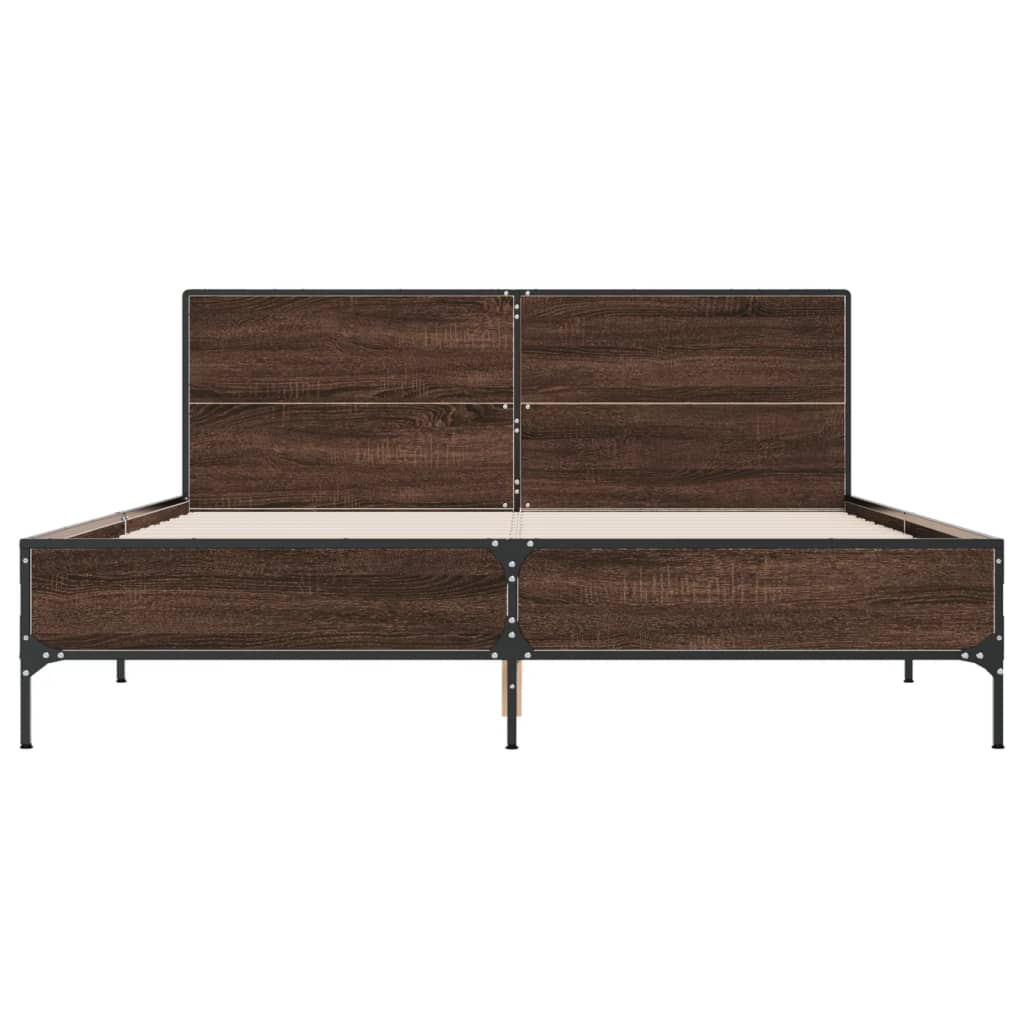 sengestel 150x200 cm konstrueret træ og metal brun egetræ