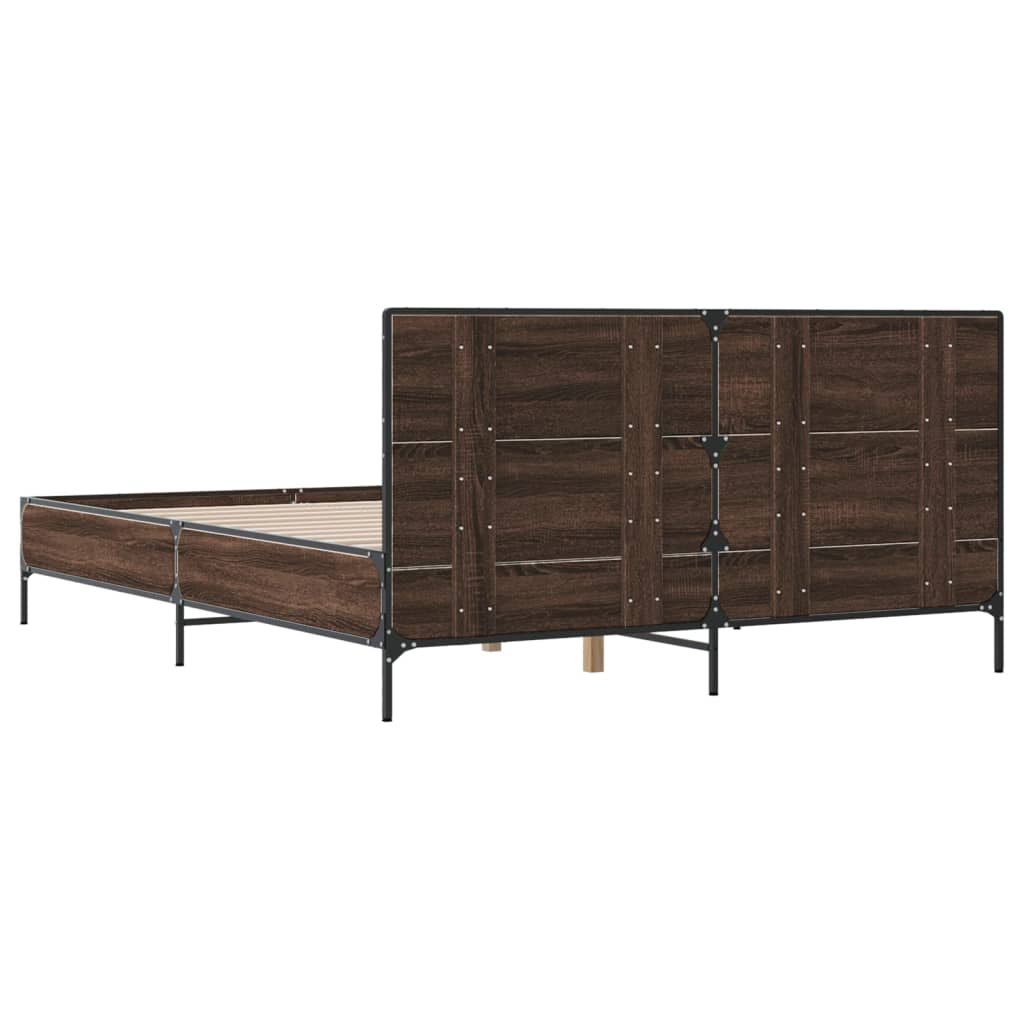 sengestel 150x200 cm konstrueret træ og metal brun egetræ