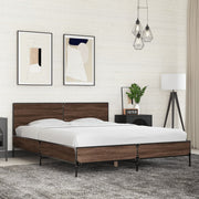 sengestel 150x200 cm konstrueret træ og metal brun egetræ