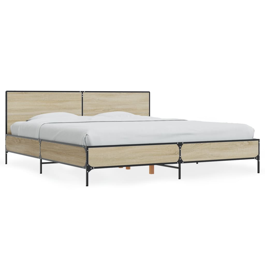 sengestel 180x200 cm konstrueret træ og metal sonoma-eg