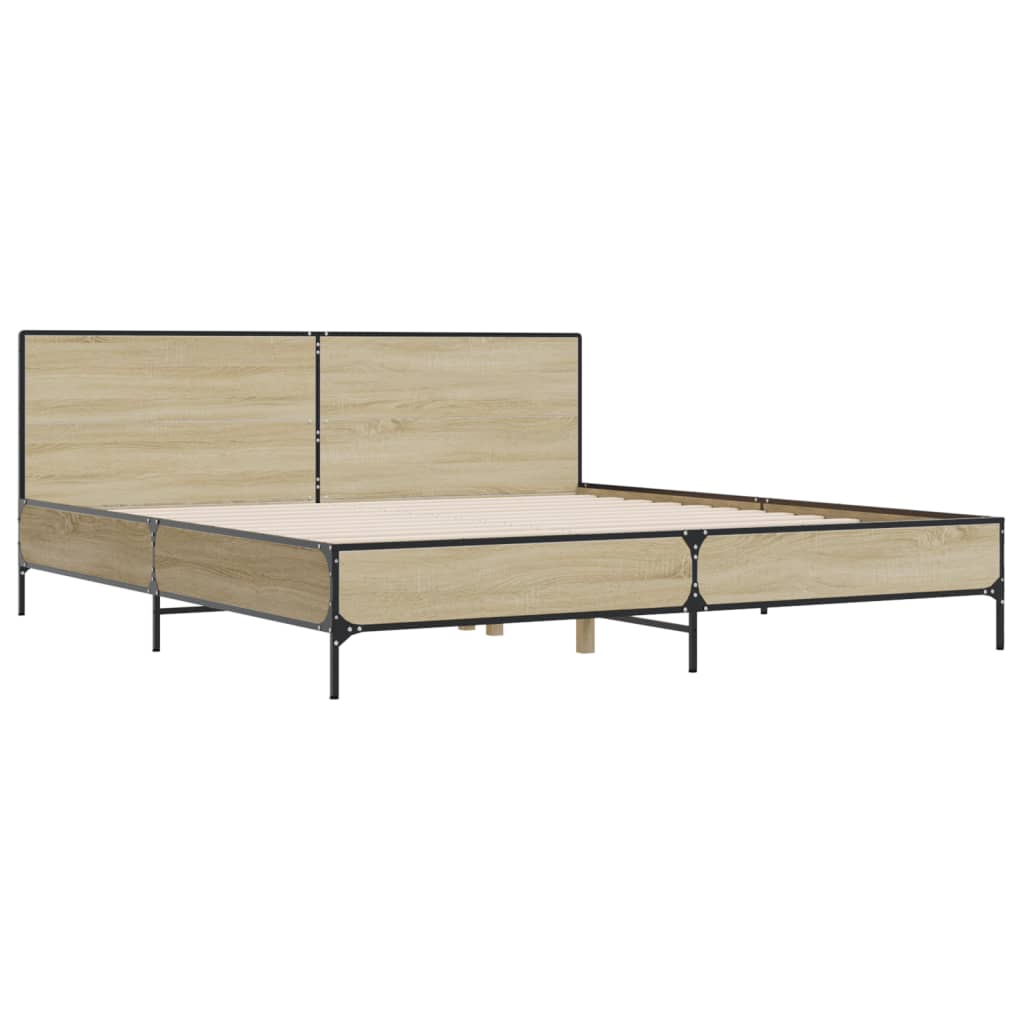 sengestel 180x200 cm konstrueret træ og metal sonoma-eg