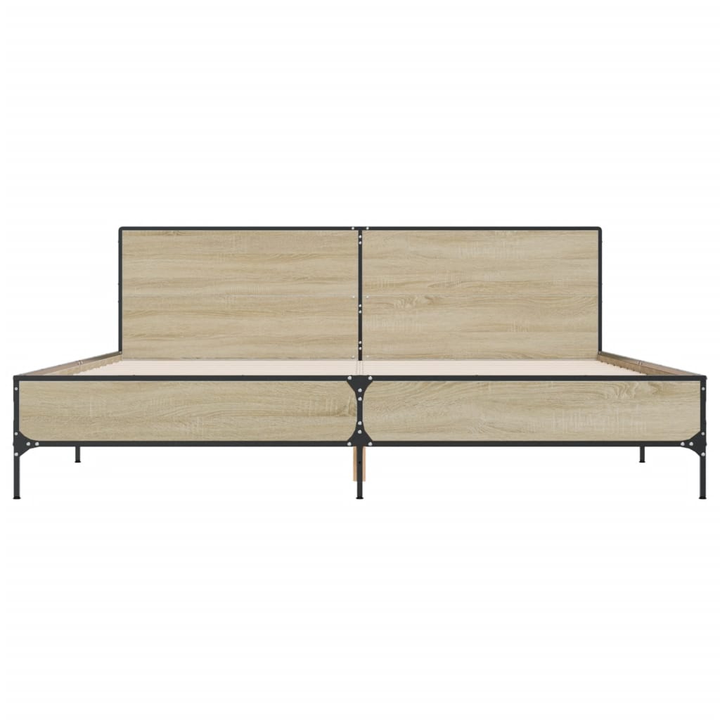 sengestel 180x200 cm konstrueret træ og metal sonoma-eg