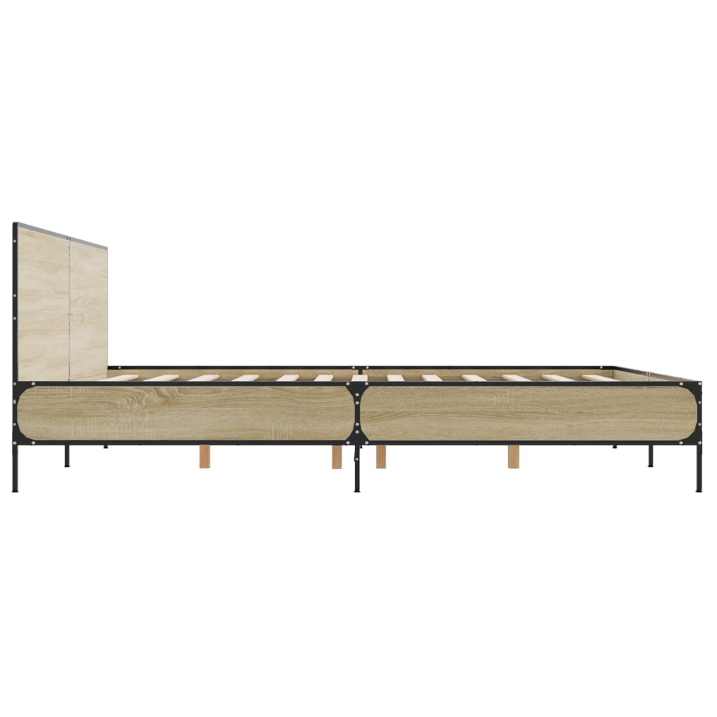 sengestel 180x200 cm konstrueret træ og metal sonoma-eg