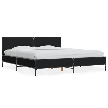 sengestel 200x200 cm konstrueret træ og metal sort