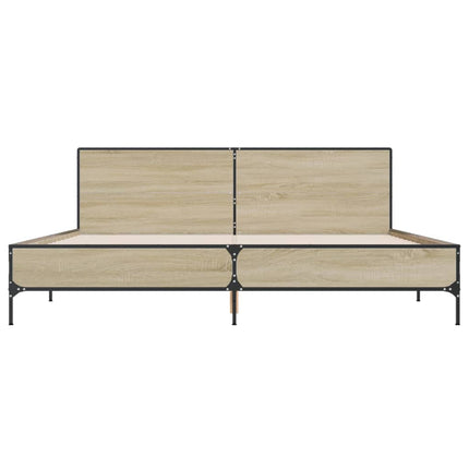 sengestel 200x200 cm konstrueret træ og metal sonoma-eg