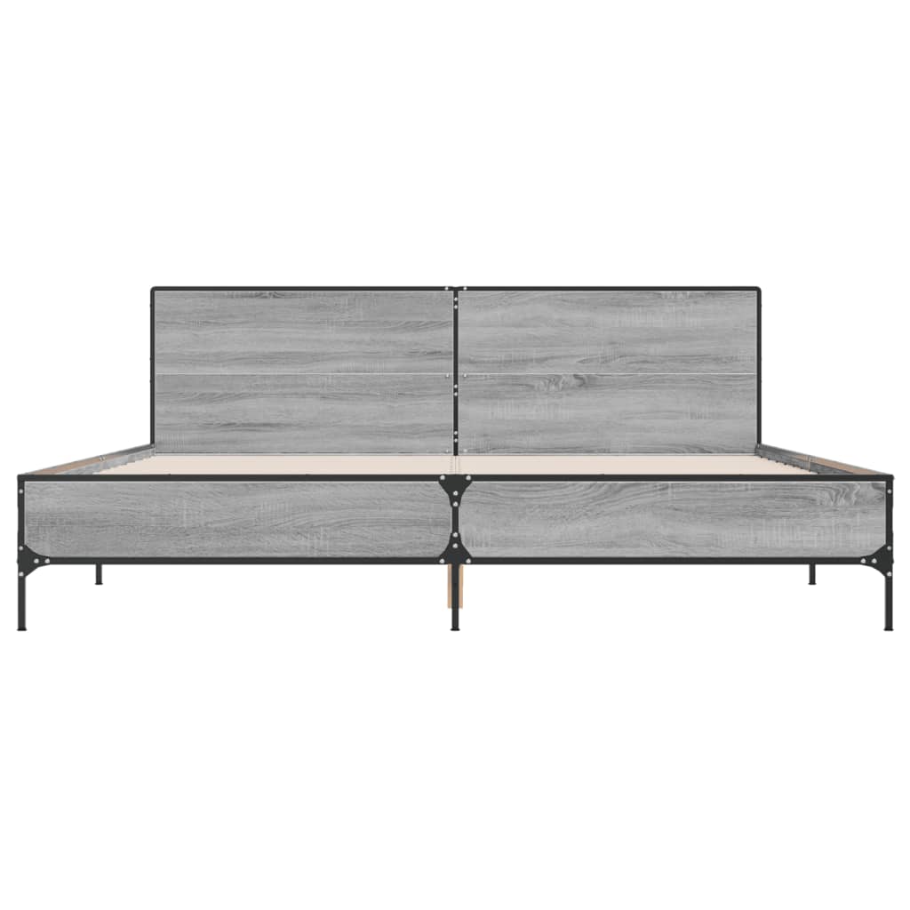 sengestel 200x200 cm konstrueret træ og metal grå sonoma-eg