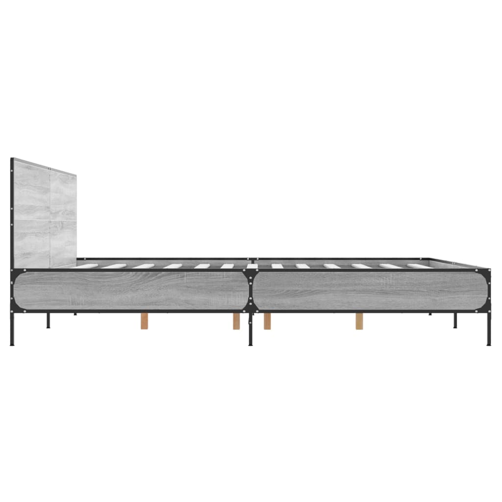 sengestel 200x200 cm konstrueret træ og metal grå sonoma-eg