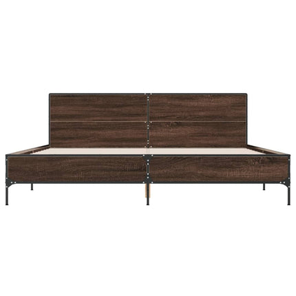 sengeramme 200x200 cm konstrueret træ og metal brun egetræ