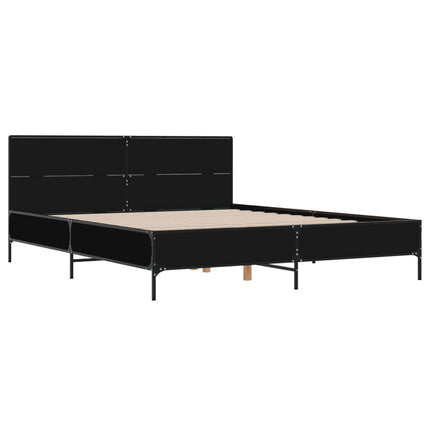 sengestel 120x190 cm konstrueret træ og metal sort
