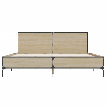 sengestel 120x190 cm konstrueret træ og metal sonoma-eg