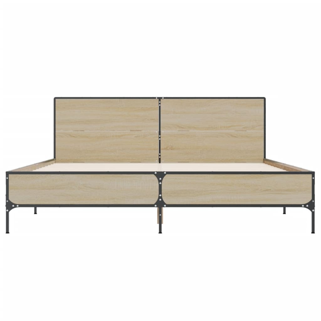 sengestel 120x190 cm konstrueret træ og metal sonoma-eg