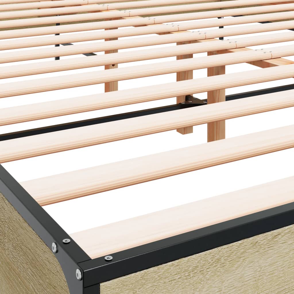 sengestel 120x190 cm konstrueret træ og metal sonoma-eg
