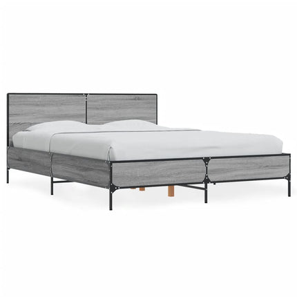 sengestel 120x190 cm konstrueret træ og metal grå sonoma-eg