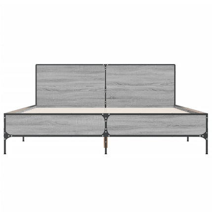 sengestel 120x190 cm konstrueret træ og metal grå sonoma-eg