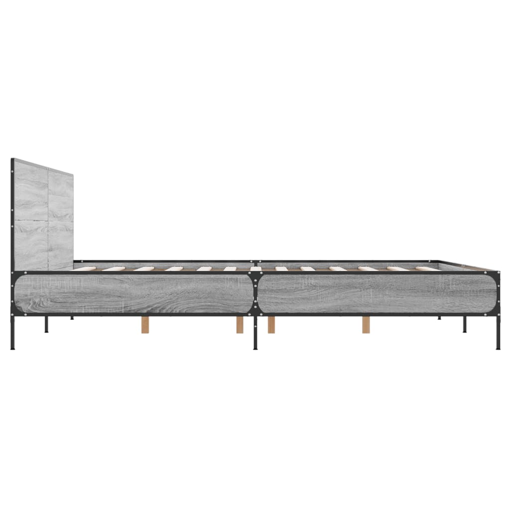 sengestel 120x190 cm konstrueret træ og metal grå sonoma-eg