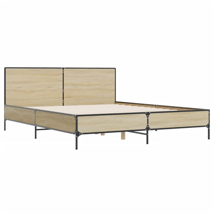 sengestel 135x190 cm konstrueret træ og metal sonoma-eg
