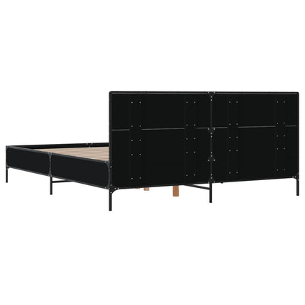 sengestel 140x190 cm konstrueret træ og metal sort
