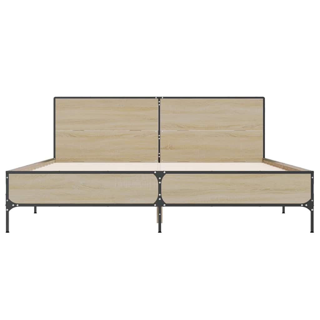 sengestel 140x190 cm konstrueret træ og metal sonoma-eg