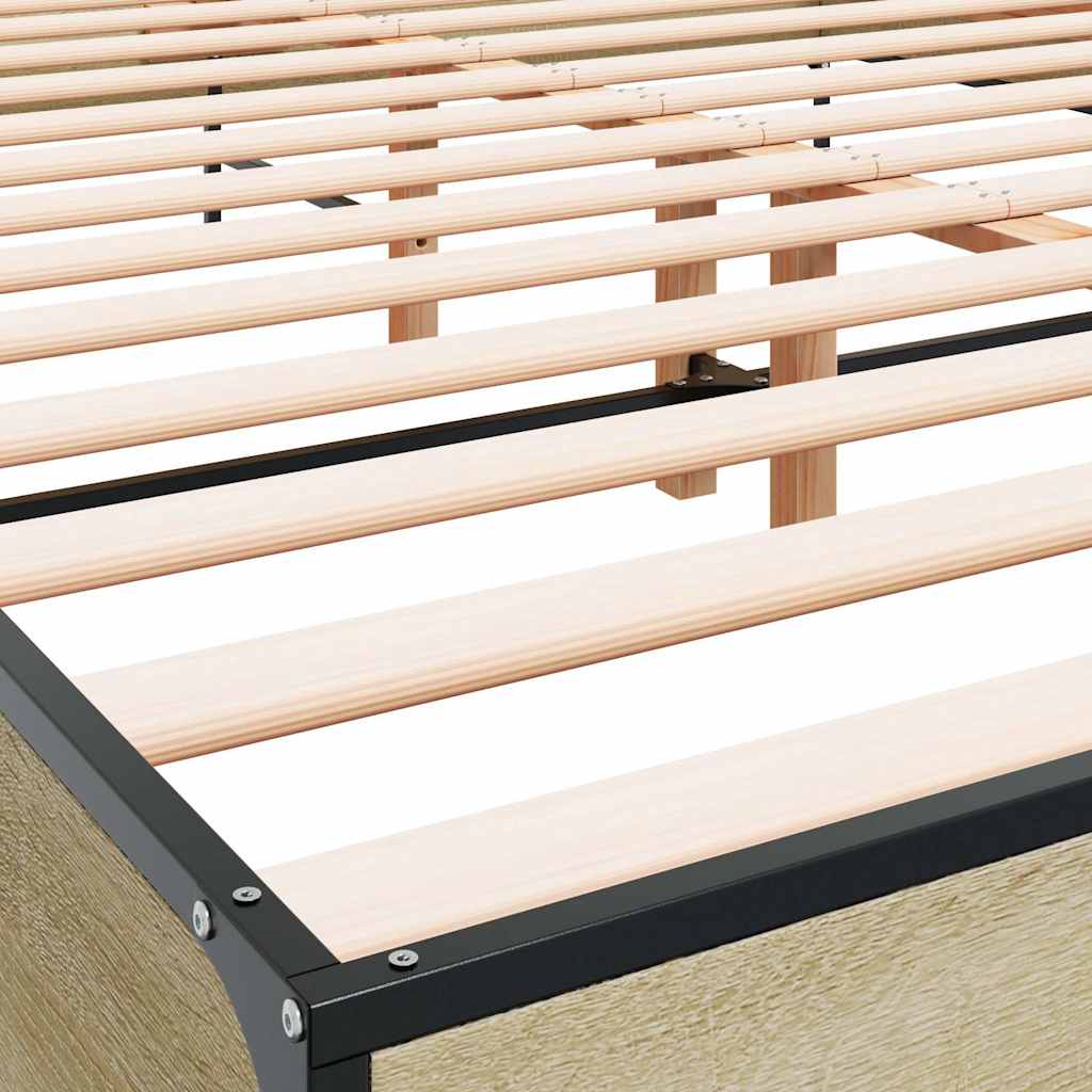 sengestel 140x190 cm konstrueret træ og metal sonoma-eg