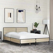 sengestel 140x190 cm konstrueret træ og metal sonoma-eg