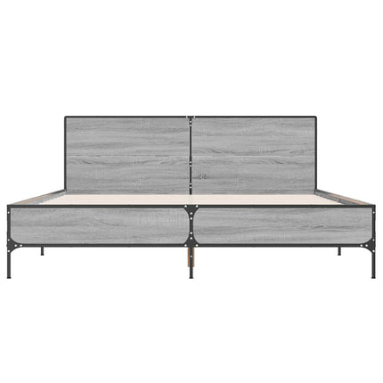 sengestel 140x190 cm konstrueret træ og metal grå sonoma-eg