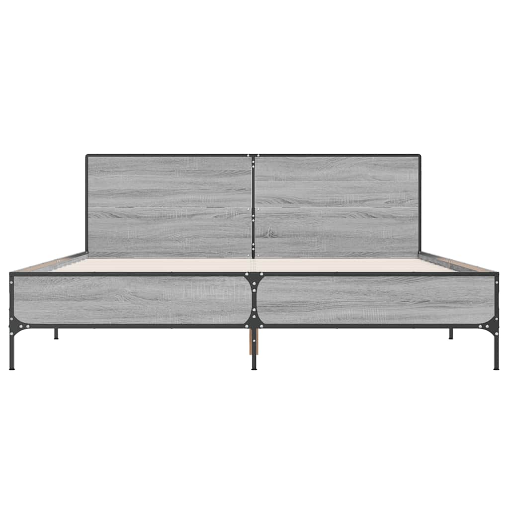 sengestel 140x190 cm konstrueret træ og metal grå sonoma-eg