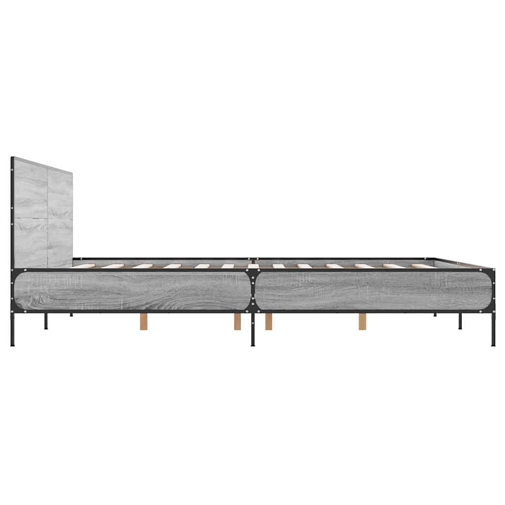 sengestel 140x190 cm konstrueret træ og metal grå sonoma-eg