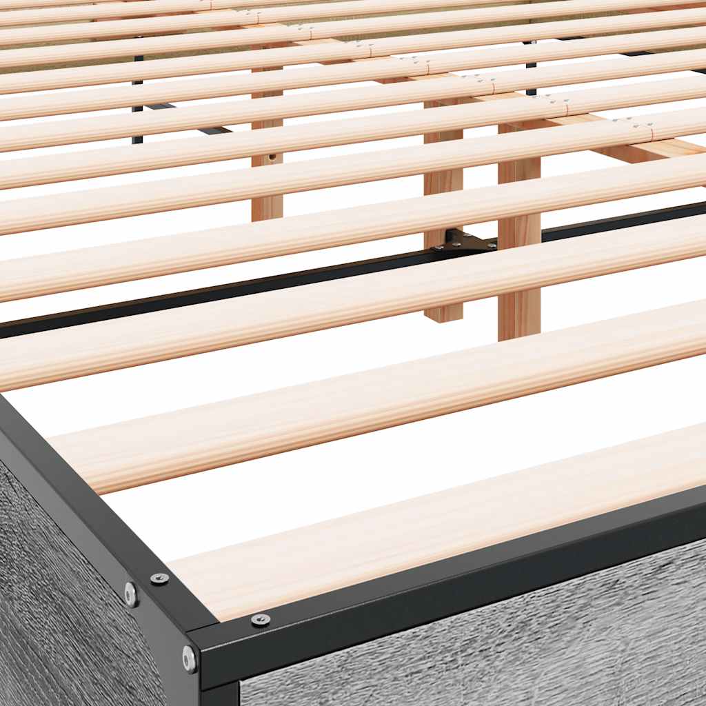 sengestel 140x190 cm konstrueret træ og metal grå sonoma-eg