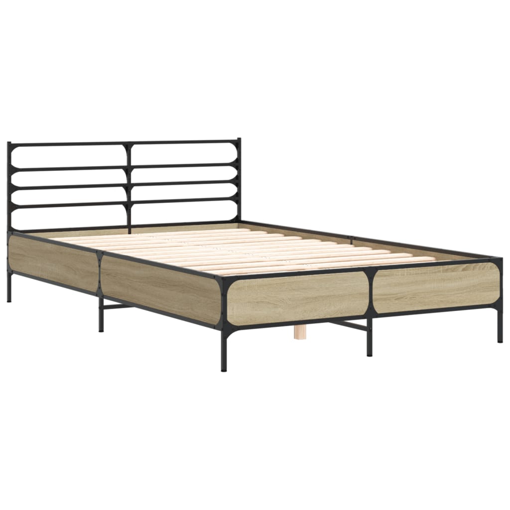 sengestel 120x200 cm konstrueret træ og metal sonoma-eg