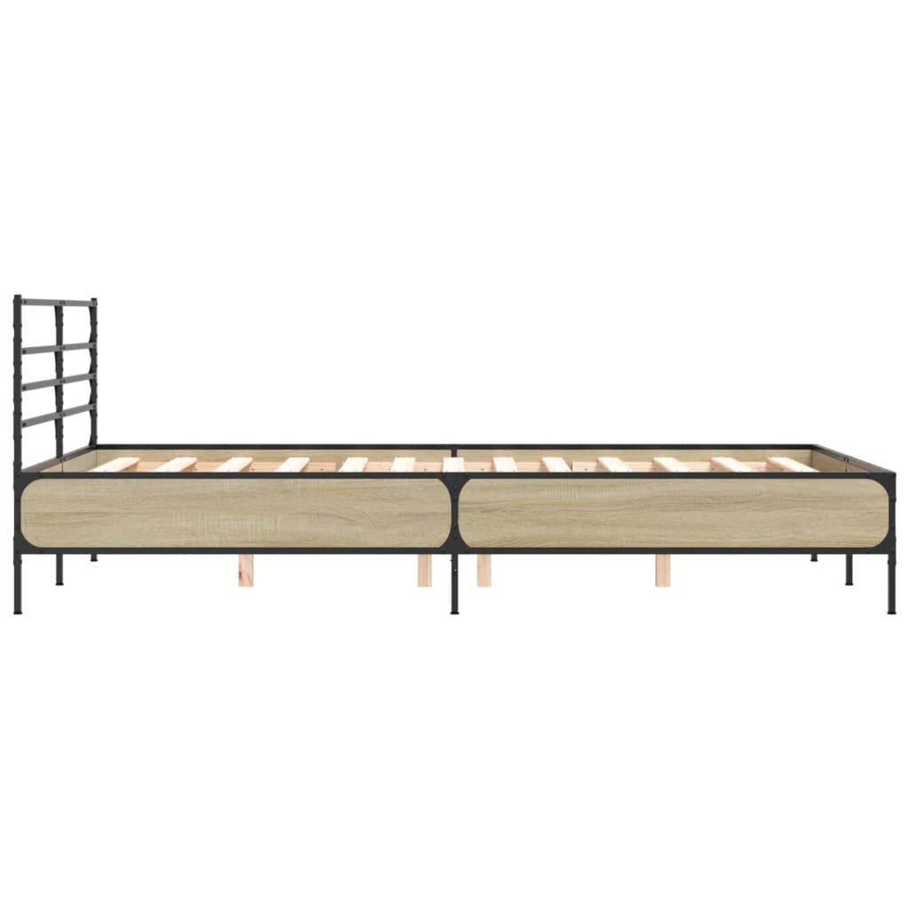 sengestel 120x200 cm konstrueret træ og metal sonoma-eg