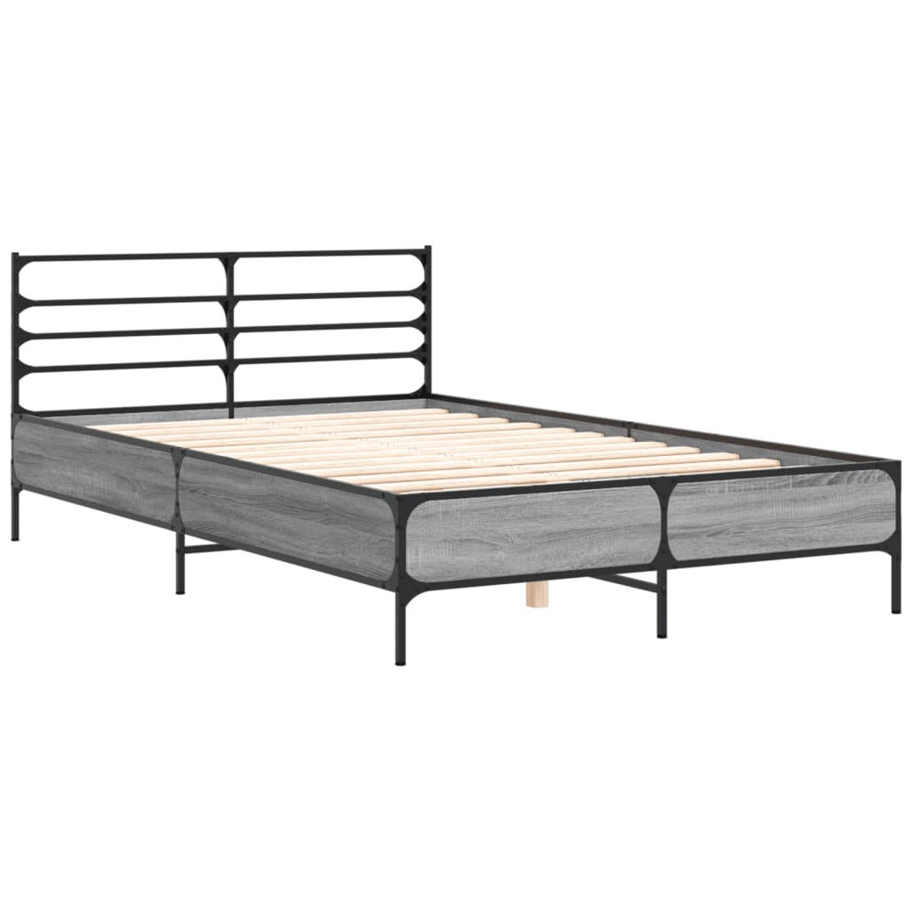 sengestel 120x200 cm konstrueret træ og metal grå sonoma-eg