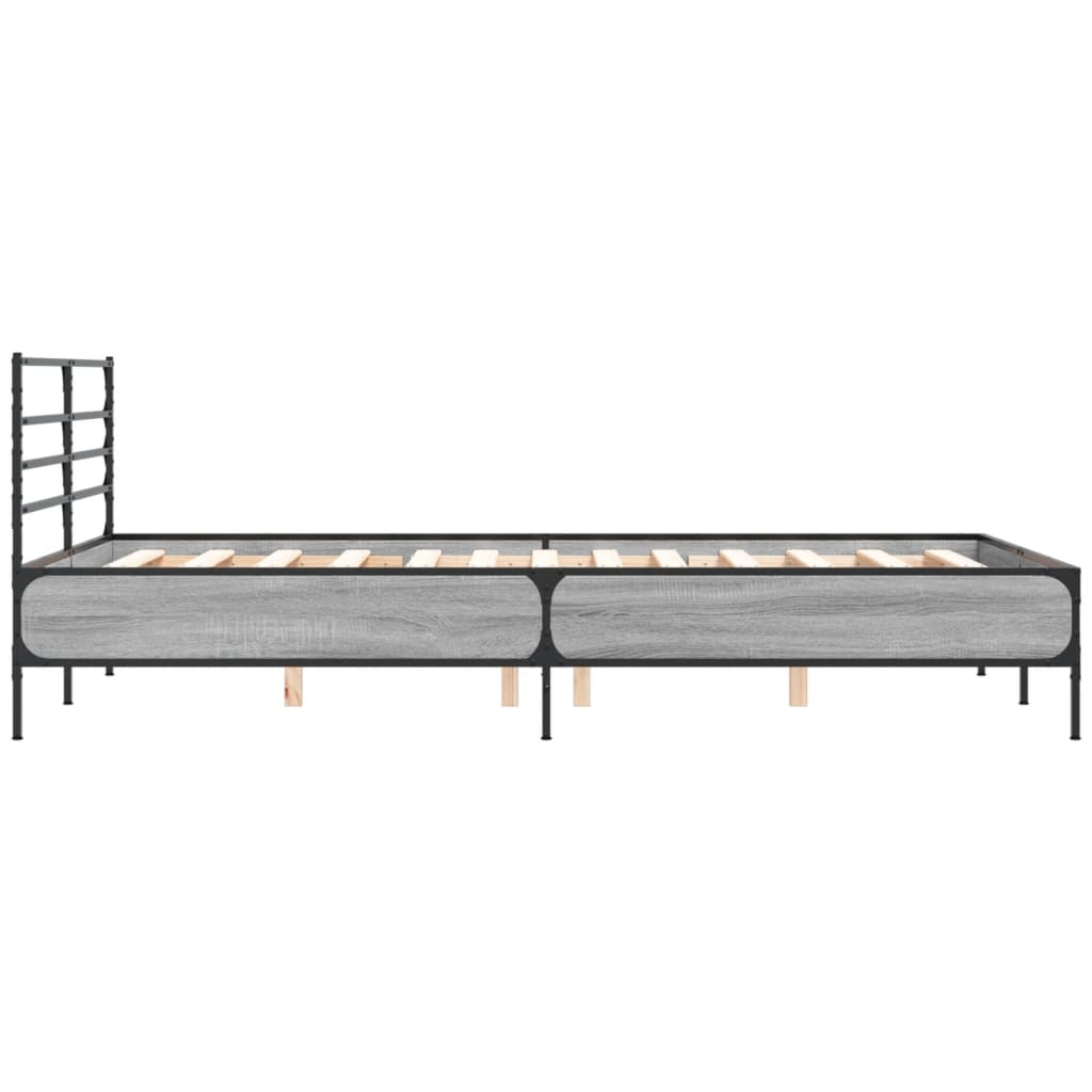 sengestel 120x200 cm konstrueret træ og metal grå sonoma-eg