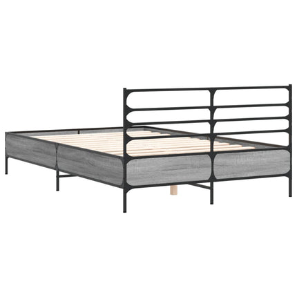 sengestel 120x200 cm konstrueret træ og metal grå sonoma-eg