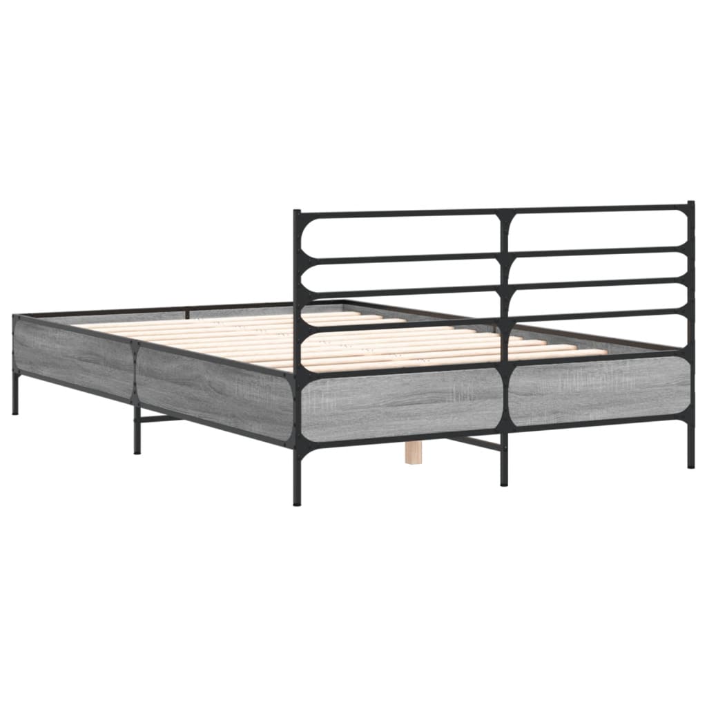 sengestel 120x200 cm konstrueret træ og metal grå sonoma-eg