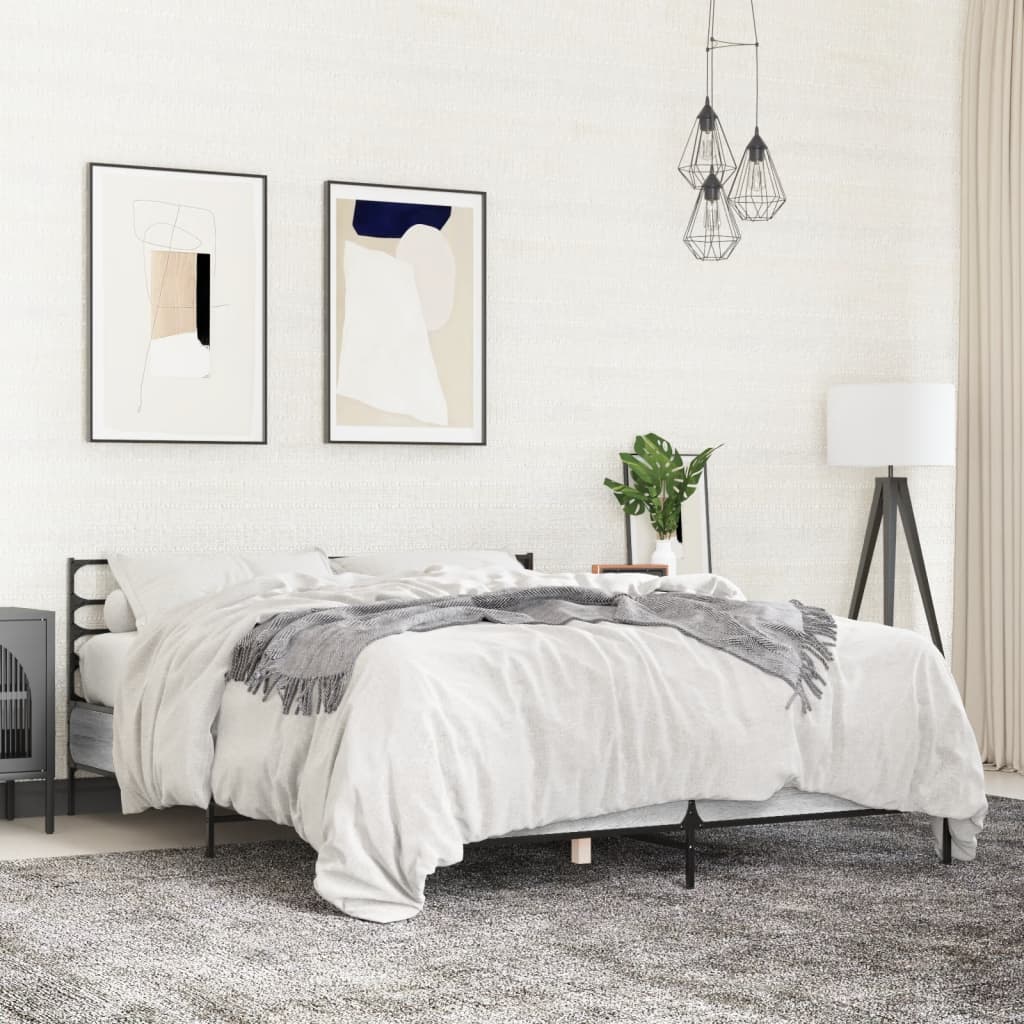 sengestel 120x200 cm konstrueret træ og metal grå sonoma-eg