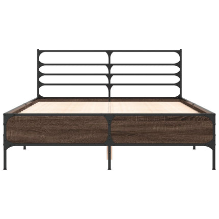 sengestel 120x200 cm konstrueret træ og metal brun egetræ