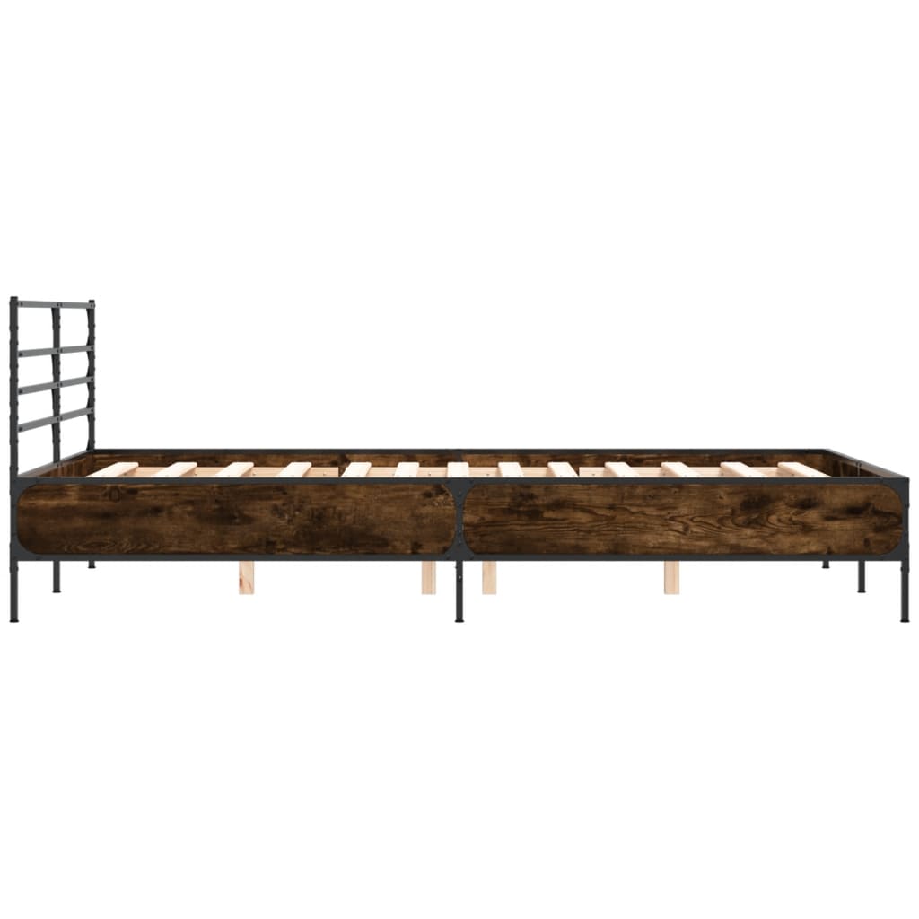 sengestel 140x200 cm konstrueret træ og metal brun egetræ