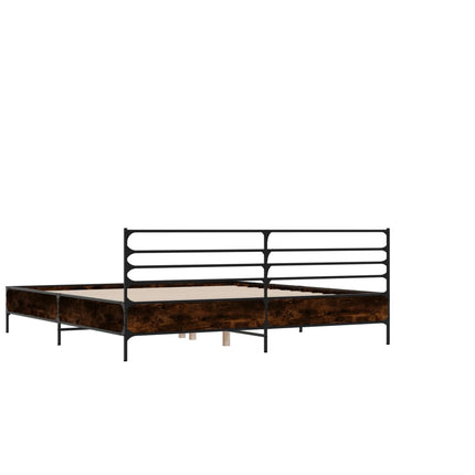 sengestel 140x200 cm konstrueret træ og metal brun egetræ