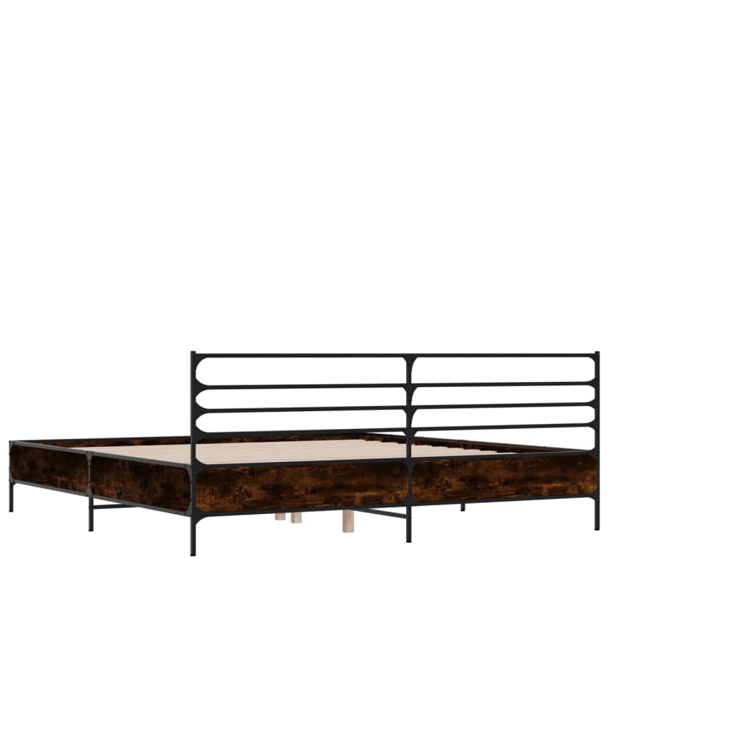sengestel 140x200 cm konstrueret træ og metal brun egetræ