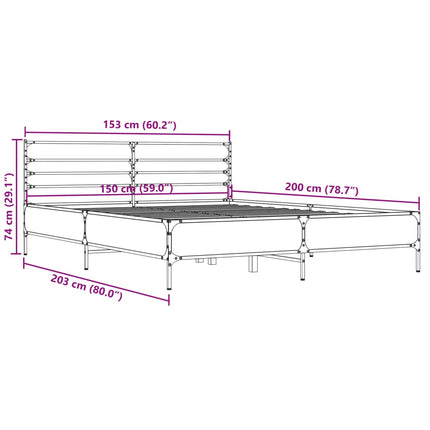 sengestel 150x200 cm konstrueret træ og metal sort
