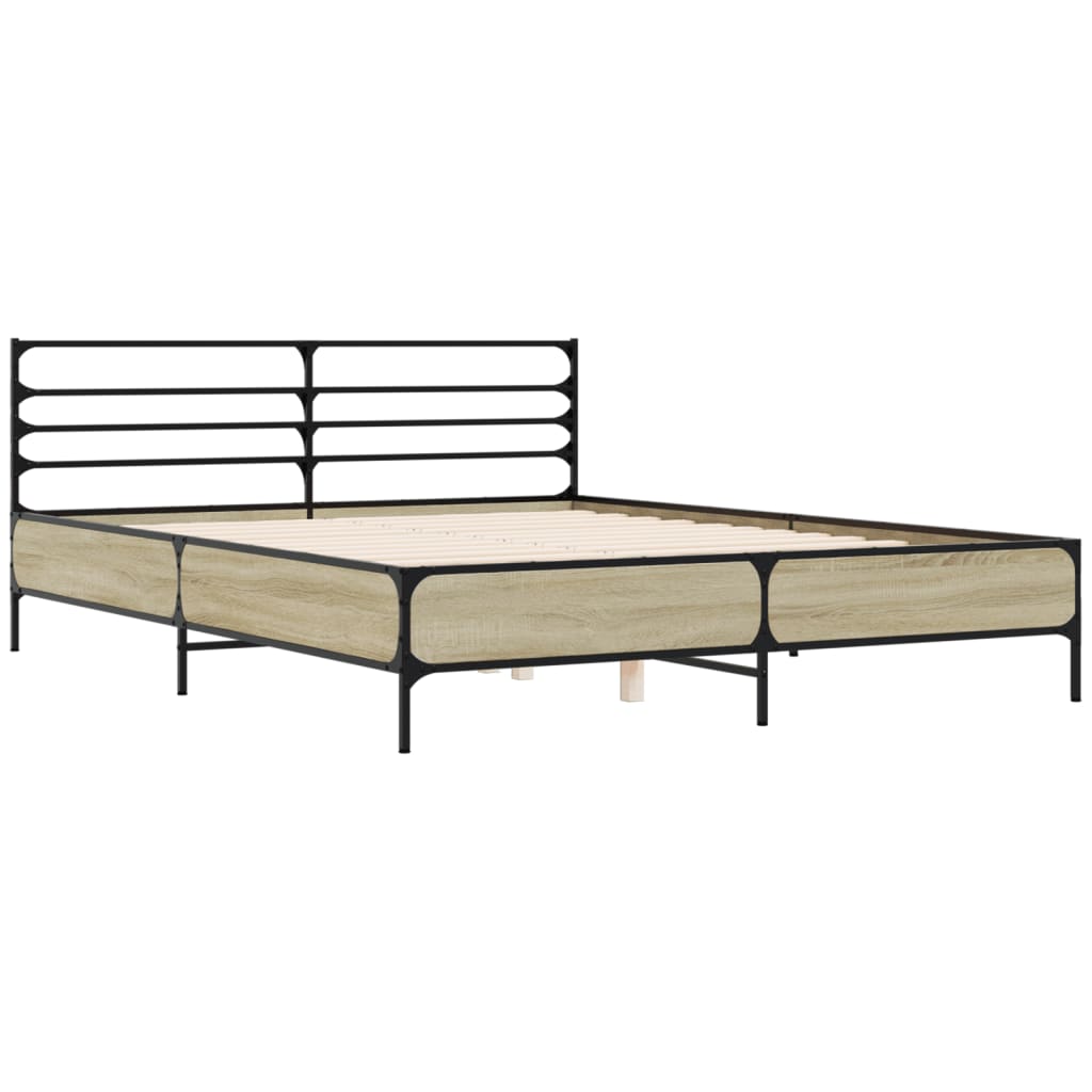 sengestel 150x200 cm konstrueret træ og metal sonoma-eg