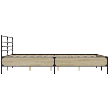 sengestel 150x200 cm konstrueret træ og metal sonoma-eg