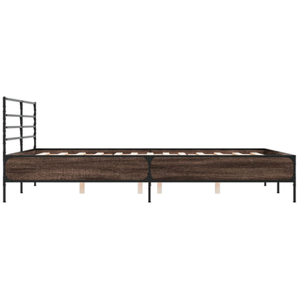 sengestel 150x200cm konstrueret træ og metal røget egetræsfarve