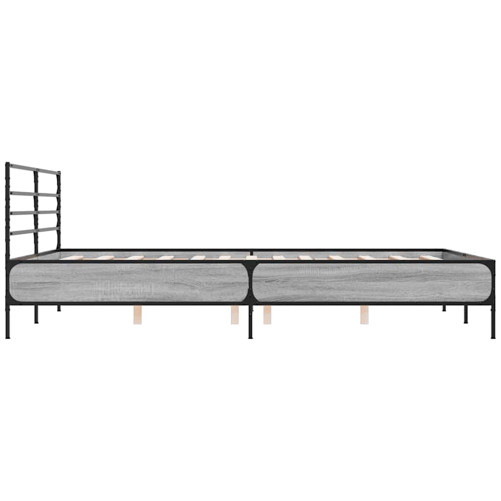 sengestel 150x200 cm konstrueret træ og metal grå sonoma-eg