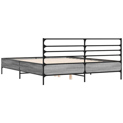 sengestel 150x200 cm konstrueret træ og metal grå sonoma-eg