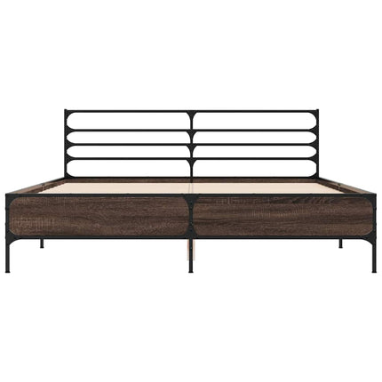 sengestel 150x200 cm konstrueret træ og metal brun egetræ