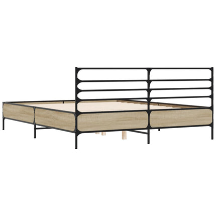 sengestel 160x200 cm konstrueret træ og metal sonoma-eg