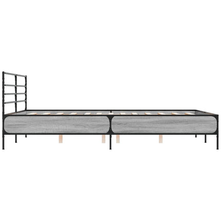sengestel 160x200 cm konstrueret træ og metal grå sonoma-eg