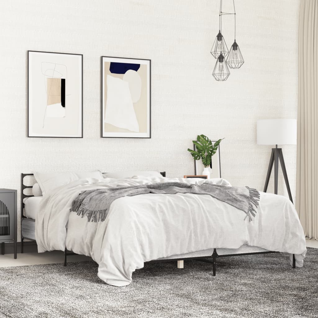 sengestel 160x200 cm konstrueret træ og metal grå sonoma-eg